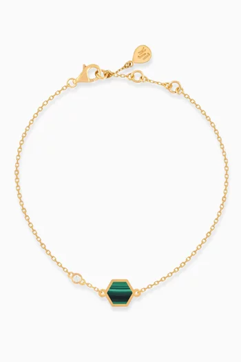 Hive Diamond & Malachite Bracelet in 18kt Yellow Gold