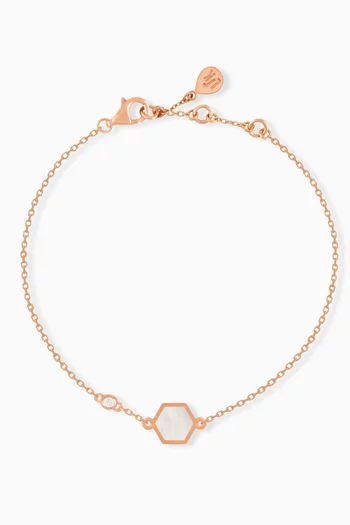 Hive Diamond & Pearl Bracket in 18kt Rose Gold