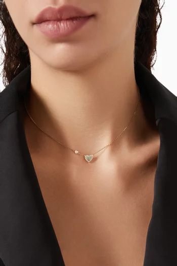 Heart Diamond & Pearl Necklace in 18kt Rose Gold