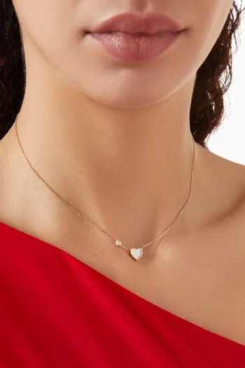 Heart Diamond & Pearl Necklace in 18kt Yellow Gold