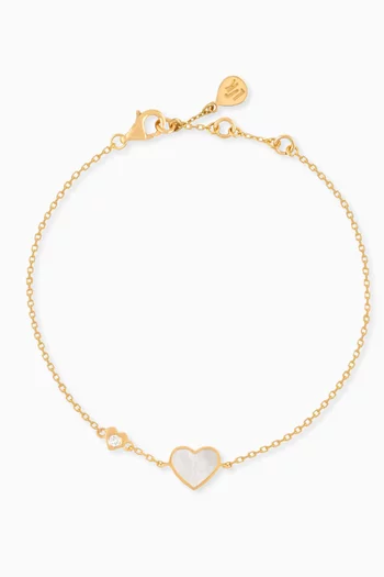 Heart Diamond & Pearl Bracelet in 18kt Yellow Gold