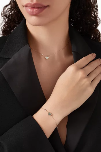 Heart Diamond & Pearl Bracelet in 18kt Rose Gold