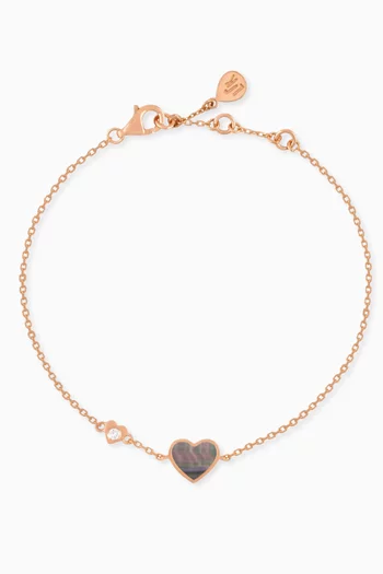 Heart Diamond & Pearl Bracelet in 18kt Rose Gold
