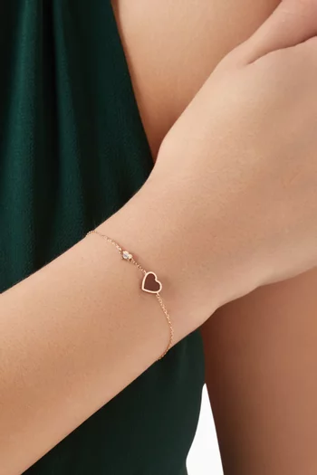 Heart Carnelian & Diamond Bracelet in 18kt Rose Gold