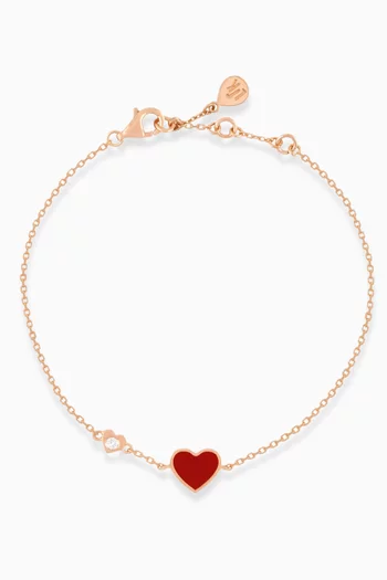 Heart Carnelian & Diamond Bracelet in 18kt Rose Gold