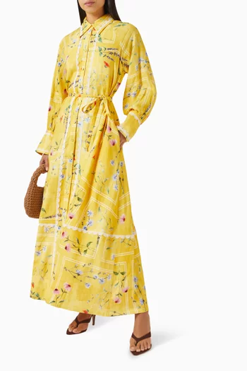 Aria Floral-print Belted Maxi Dress