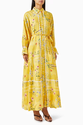 Aria Floral-print Belted Maxi Dress