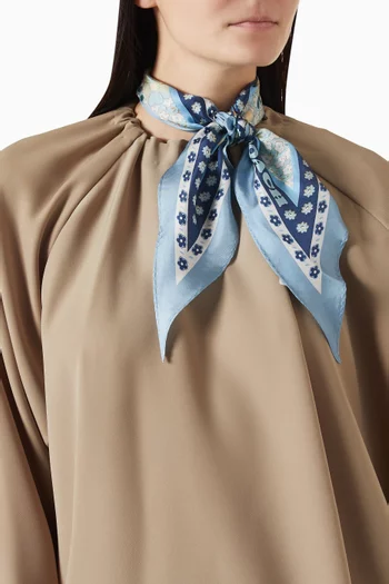 Vintage Floral-print Diamond Scarf in Silk