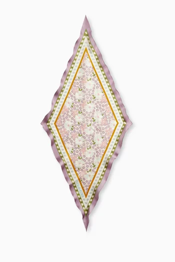 Vintage Floral-print Diamond Scarf in Silk