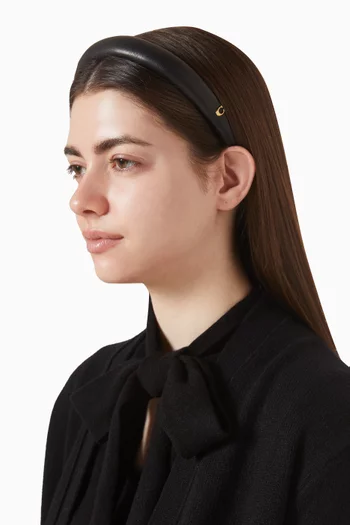 Logo Headband in Leather