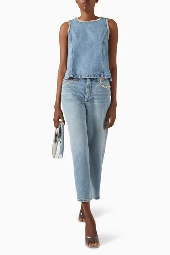 Myla Ultra Featherweight Embellished Top in Denim