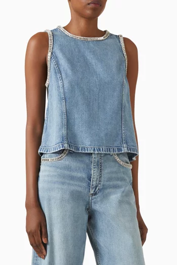 Myla Ultra Featherweight Embellished Top in Denim