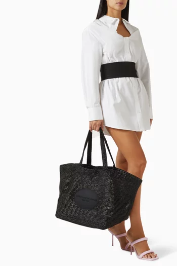 XL Punch Tote Bag in Faux Raffia