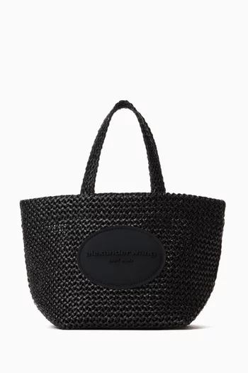 Small Punch Tote Bag in Faux Raffia