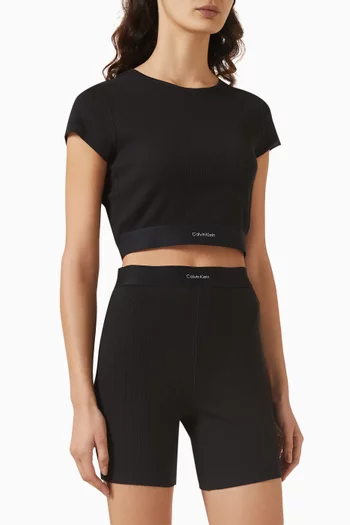 Logo Crop T-shirt in Stretch-cotton