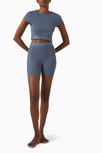 Logo Crop T-shirt in Stretch-cotton