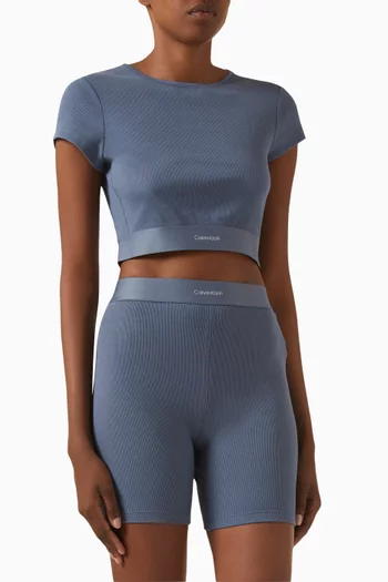 Logo Crop T-shirt in Stretch-cotton