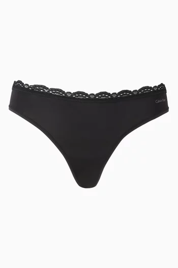 Lace-trim Thong in Stretch-nylon