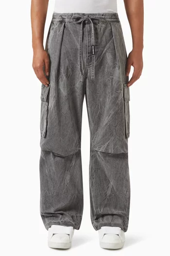 Pleated Cargo Pants in Cotton