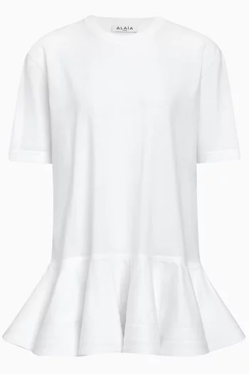 Peplum T-shirt in Cotton-jersey
