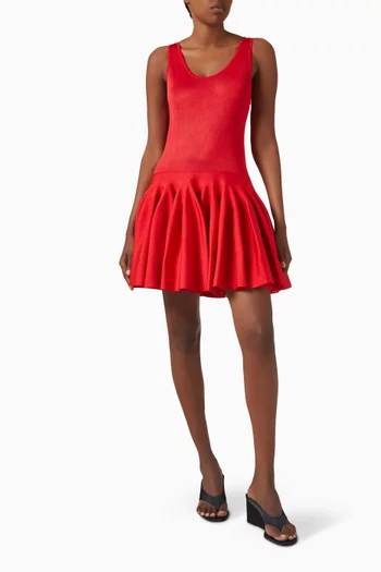 Godet Mini Dress in Knit Viscose