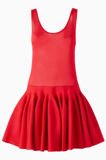 Godet Mini Dress in Knit Viscose