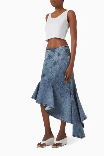 Spiral Midi Skirt in Denim