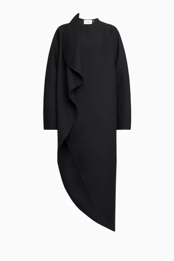 Wrap Coat in Wool Gazar