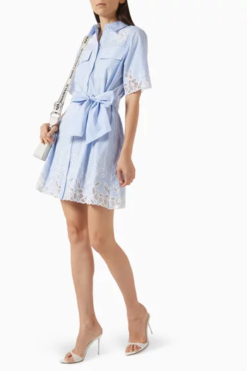 Cut-out Embroidered Mini Dress in Cotton
