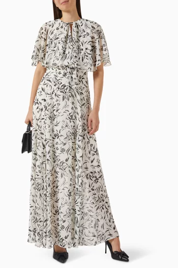Ruffled Maxi Dress in Chiffon