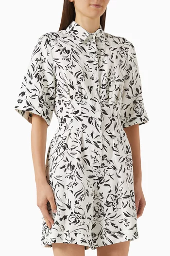 Printed Playsuit in Linen-blend