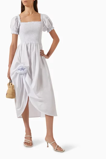 Brigitte Rose Midi Dress in Cotton