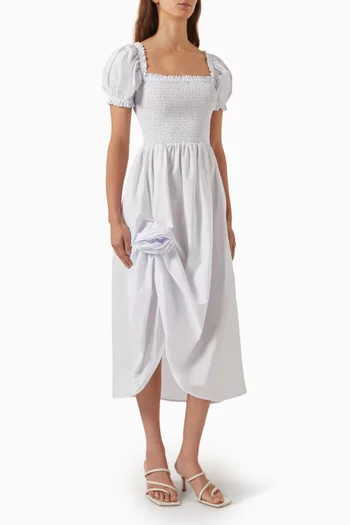 Brigitte Rose Midi Dress in Cotton