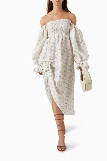 Atlanta Rose Midi Dress in Organic Linen