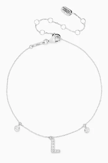 Letter 'L' Diamond Anklet in 18kt White Gold