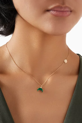 Moonstone Diamond Necklace in 18kt Yellow Gold