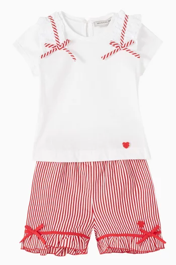 Striped Bow Shorts in Viscose-blend