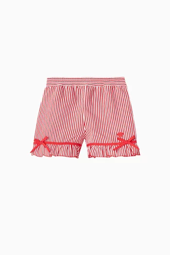 Striped Bow Shorts in Viscose-blend