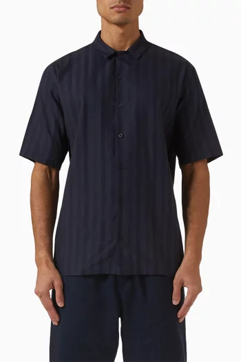 Embroidered Stripe Camp Collar Shirt