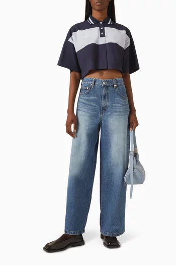 Crop Polo Top in Rayon Blend