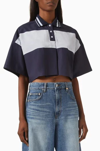 Crop Polo Top in Rayon Blend