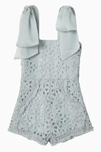 Bow Tie Love Letters Playsuit in Linen-blend