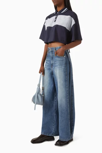 Snap Wide-leg Jeans in Denim