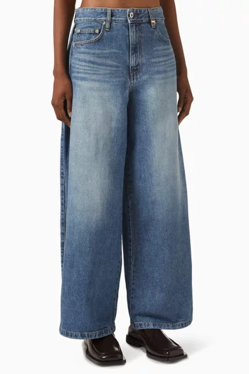 Snap Wide-leg Jeans in Denim