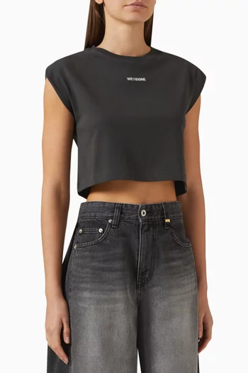 Logo Cropped Top in Cotton