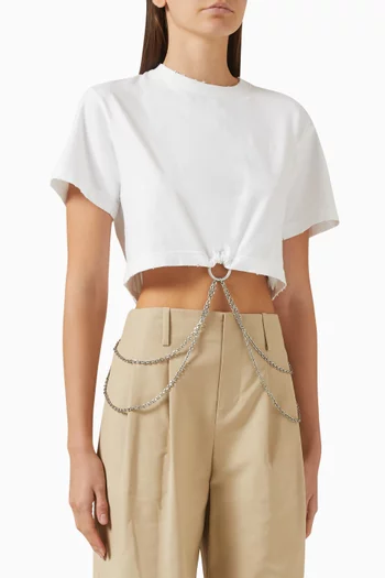 Chain-detail Cropped T-shirt in Cotton