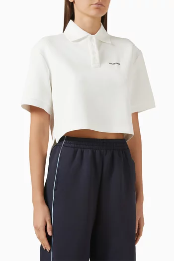 Cropped Polo Shirt in Cotton-blend