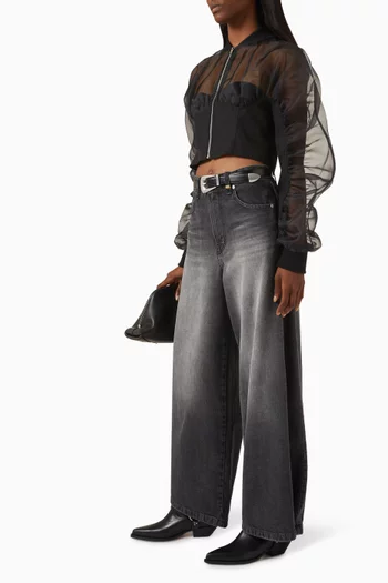 Snap Wide-leg Jeans in Denim