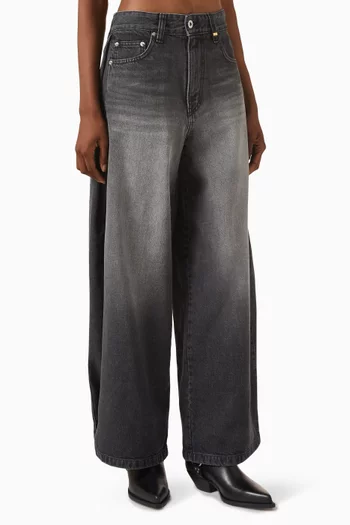 Snap Wide-leg Jeans in Denim