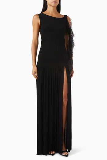 Paulina Feather-trim Maxi Dress